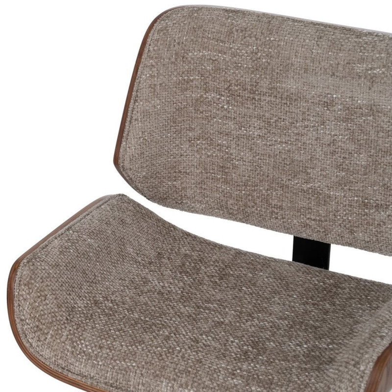 Chaise de bureau moderne à roulettes en Tissu Beige Bois de noyer Marron Métal Noir Vryna - 6