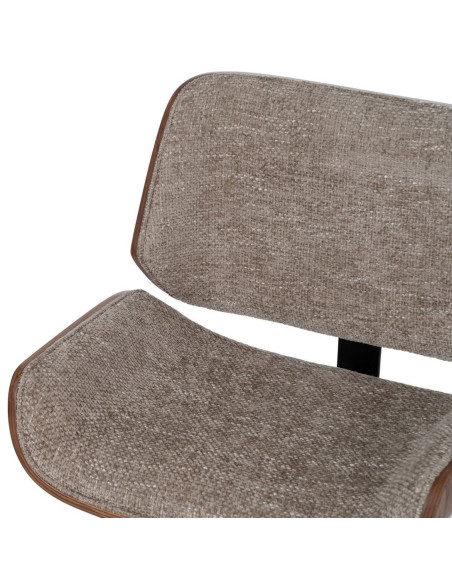 Chaise de bureau moderne à roulettes en Tissu Beige Bois de noyer Marron Métal Noir Vryna - 6