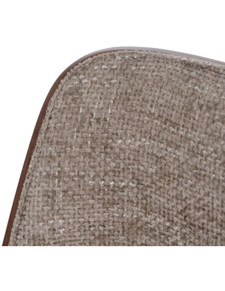 Chaise de bureau moderne à roulettes en Tissu Beige Bois de noyer Marron Métal Noir Vryna - 7