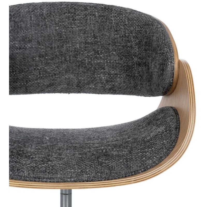 Chaise de bureau moderne à roulettes en Tissu Gris Bois de noyer Naturel Métal Argenté Yoril - 5