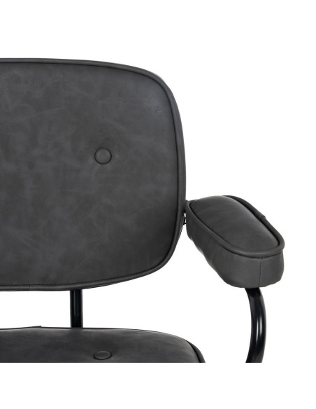 Chaise de bureau sur roulettes en Polyuréthane Noir Métal Noir Alice - 5