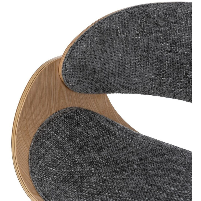 Chaise de bureau moderne à roulettes en Tissu Gris Bois de noyer Naturel Métal Argenté Yoril - 6