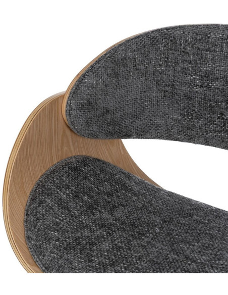 Chaise de bureau moderne à roulettes en Tissu Gris Bois de noyer Naturel Métal Argenté Yoril - 6