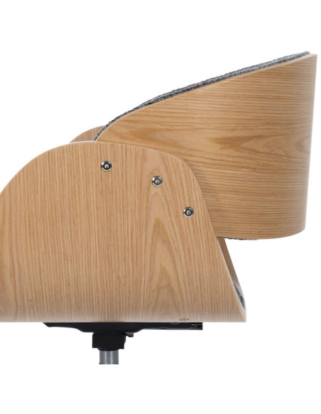 Chaise de bureau moderne à roulettes en Tissu Gris Bois de noyer Naturel Métal Argenté Yoril - 7