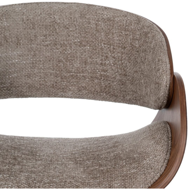 Chaise de bureau moderne à roulettes en Tissu Beige Bois de noyer Marron Métal Noir Yoril - 5