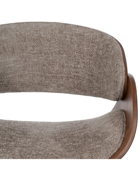 Chaise de bureau moderne à roulettes en Tissu Beige Bois de noyer Marron Métal Noir Yoril - 5