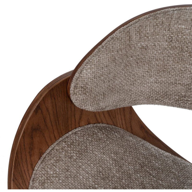 Chaise de bureau moderne à roulettes en Tissu Beige Bois de noyer Marron Métal Noir Yoril - 6