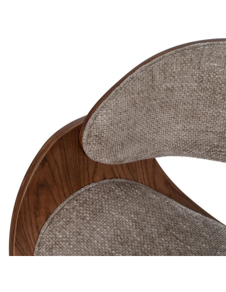 Chaise de bureau moderne à roulettes en Tissu Beige Bois de noyer Marron Métal Noir Yoril - 6