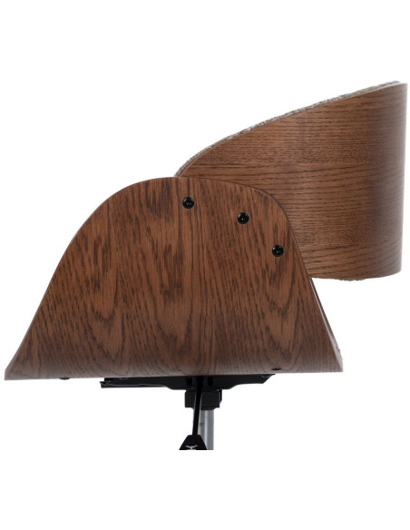 Chaise de bureau moderne à roulettes en Tissu Beige Bois de noyer Marron Métal Noir Yoril - 7