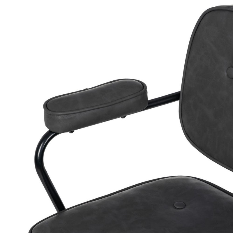 Chaise de bureau sur roulettes en Polyuréthane Noir Métal Noir Alice - 6