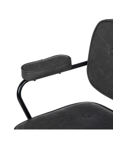 Chaise de bureau sur roulettes en Polyuréthane Noir Métal Noir Alice - 6