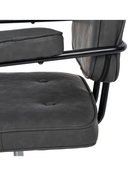 Chaise de bureau sur roulettes en Polyuréthane Noir Métal Noir Alice - 7