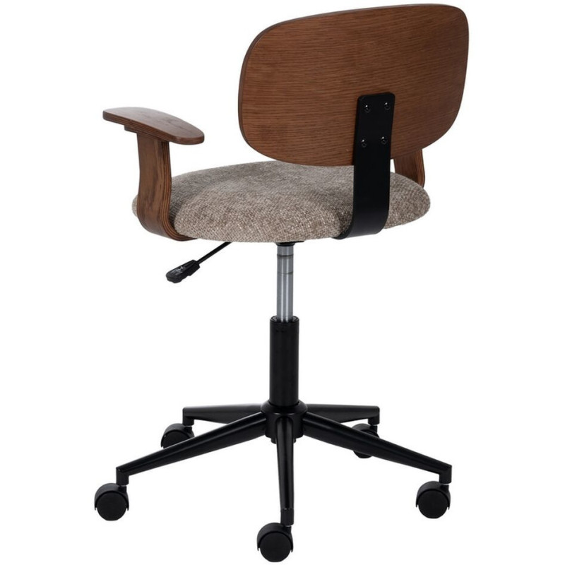 Chaise de bureau design à roulettes en Tissu Beige Bois de chêne Marron Métal Noir Xylos - 4