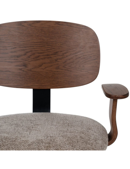 Chaise de bureau design à roulettes en Tissu Beige Bois de chêne Marron Métal Noir Xylos - 5