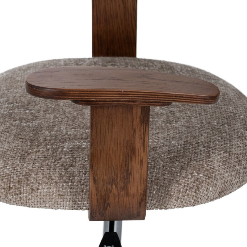 Chaise de bureau design à roulettes en Tissu Beige Bois de chêne Marron Métal Noir Xylos - 7