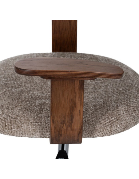 Chaise de bureau design à roulettes en Tissu Beige Bois de chêne Marron Métal Noir Xylos - 7
