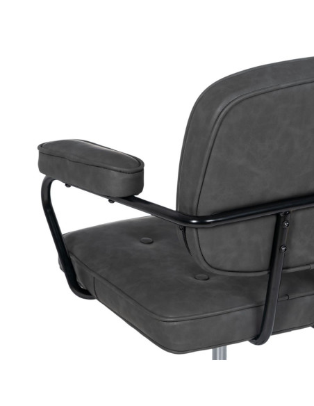 Chaise de bureau sur roulettes en Polyuréthane Noir Métal Noir Alice - 10