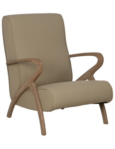 Fauteuil moderne en Tissu Beige Bois d'hévéa Naturel Aguimes - 1