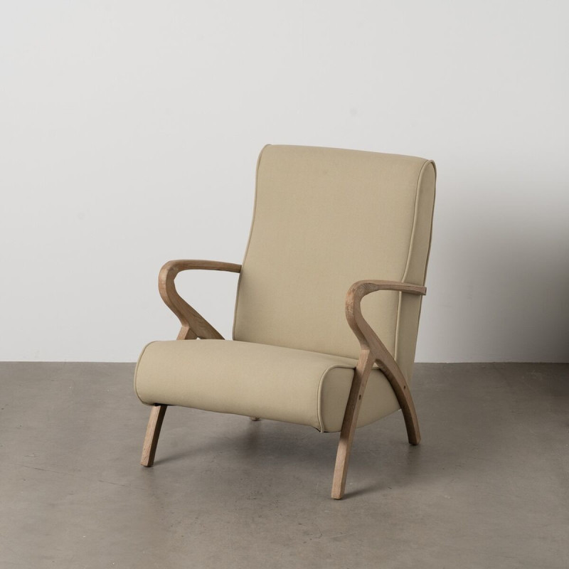 Fauteuil moderne en Tissu Beige Bois d'hévéa Naturel Aguimes - 2