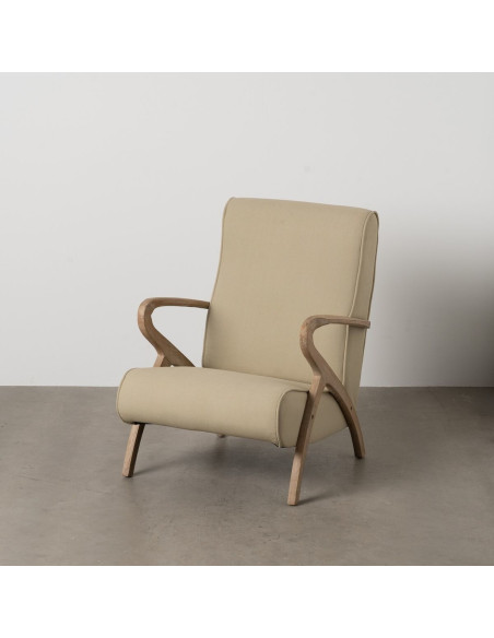 Fauteuil moderne en Tissu Beige Bois d'hévéa Naturel Aguimes - 2