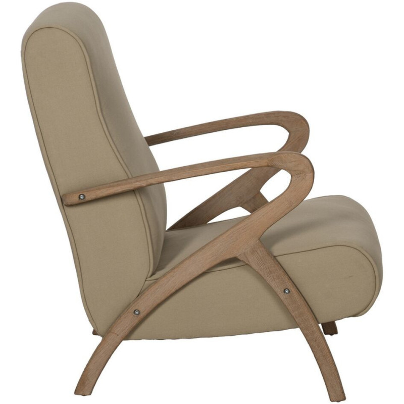 Fauteuil moderne en Tissu Beige Bois d'hévéa Naturel Aguimes - 3