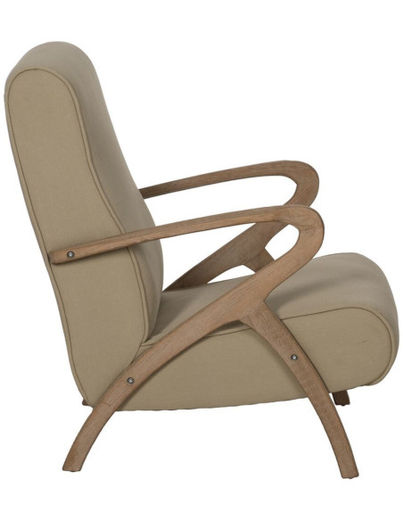 Fauteuil moderne en Tissu Beige Bois d'hévéa Naturel Aguimes - 3