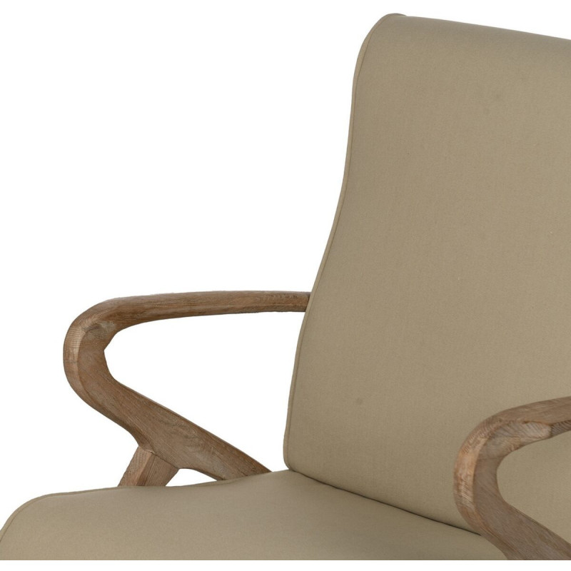 Fauteuil moderne en Tissu Beige Bois d'hévéa Naturel Aguimes - 6