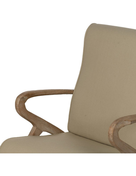 Fauteuil moderne en Tissu Beige Bois d'hévéa Naturel Aguimes - 6
