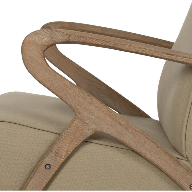 Fauteuil moderne en Tissu Beige Bois d'hévéa Naturel Aguimes - 7
