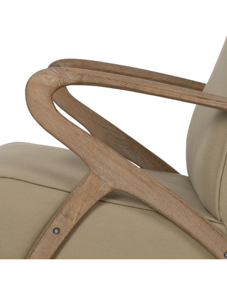 Fauteuil moderne en Tissu Beige Bois d'hévéa Naturel Aguimes - 7