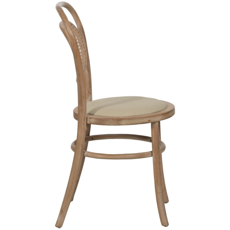 Chaise Bistrot vintage en Bois d'hévéa Rotin Naturel Cannage Beige Ecija - 3