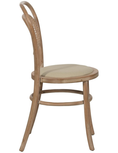 Chaise Bistrot vintage en Bois d'hévéa Rotin Naturel Cannage Beige Ecija - 3