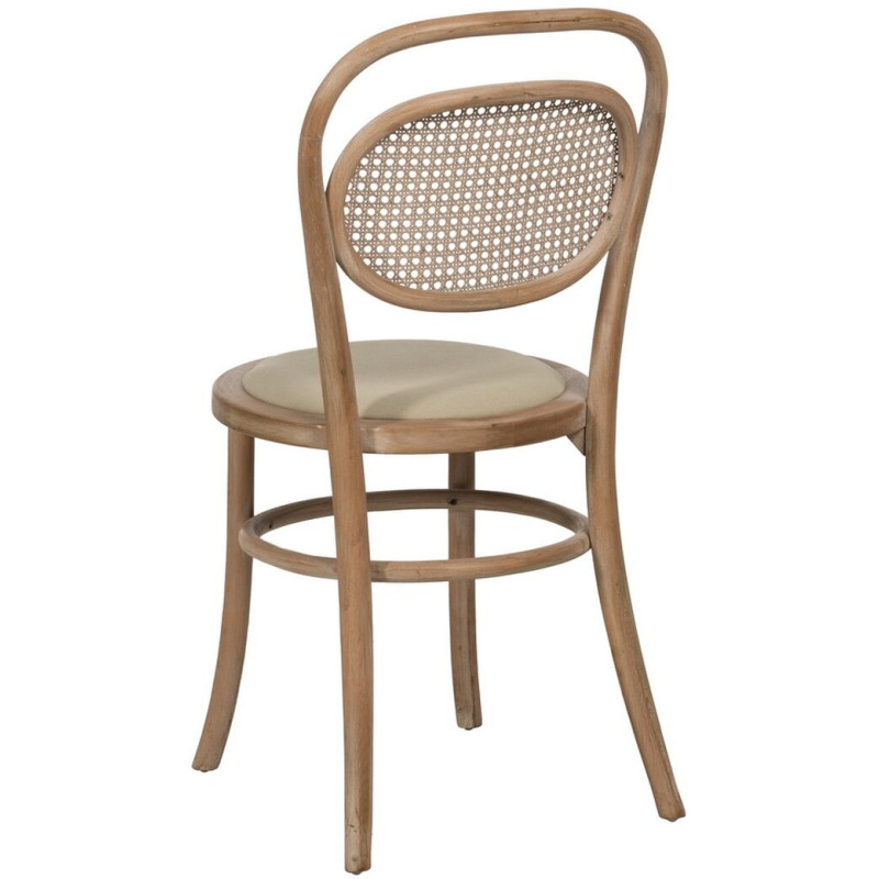 Chaise Bistrot vintage en Bois d'hévéa Rotin Naturel Cannage Beige Ecija - 4