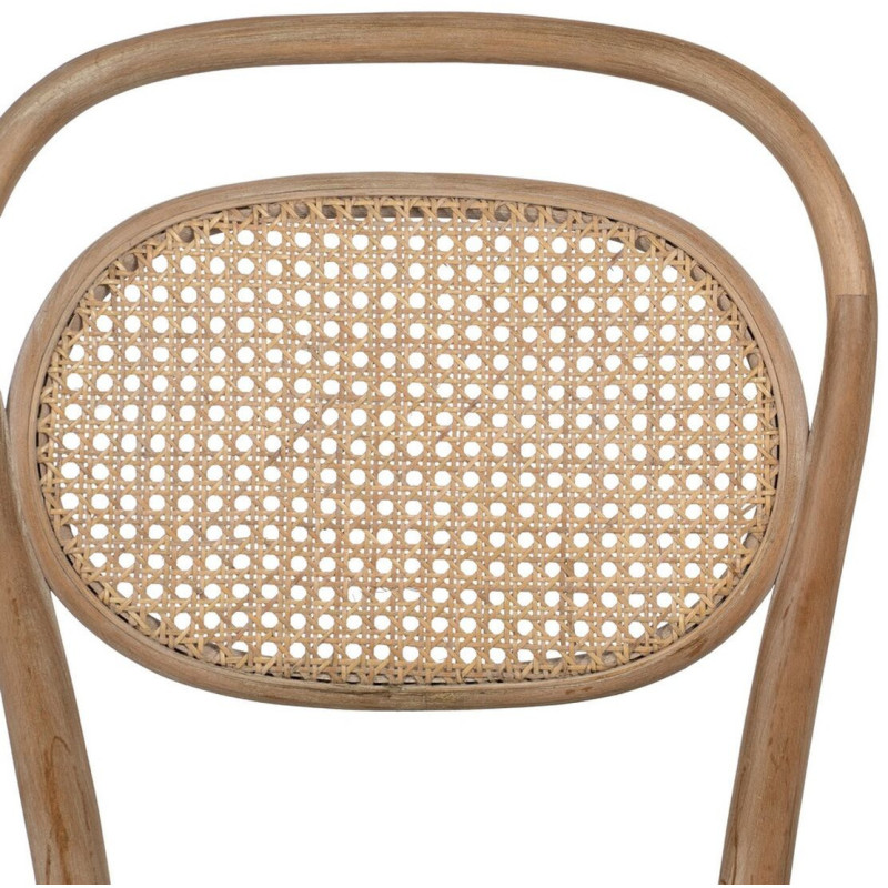 Chaise Bistrot vintage en Bois d'hévéa Rotin Naturel Cannage Beige Ecija - 5