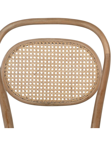 Chaise Bistrot vintage en Bois d'hévéa Rotin Naturel Cannage Beige Ecija - 5
