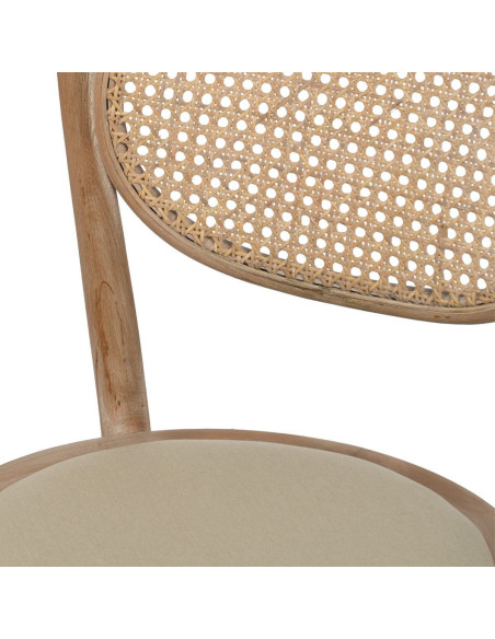 Chaise Bistrot vintage en Bois d'hévéa Rotin Naturel Cannage Beige Ecija - 6