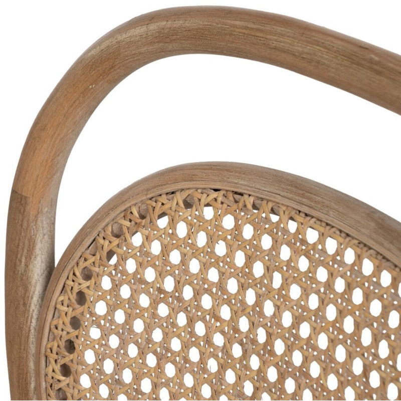 Chaise Bistrot vintage en Bois d'hévéa Rotin Naturel Cannage Beige Ecija - 7
