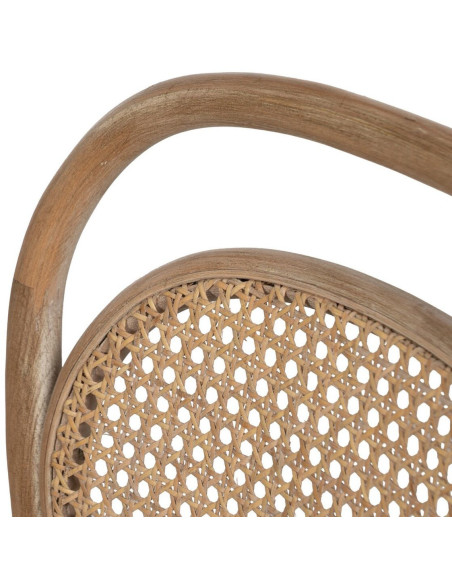 Chaise Bistrot vintage en Bois d'hévéa Rotin Naturel Cannage Beige Ecija - 7