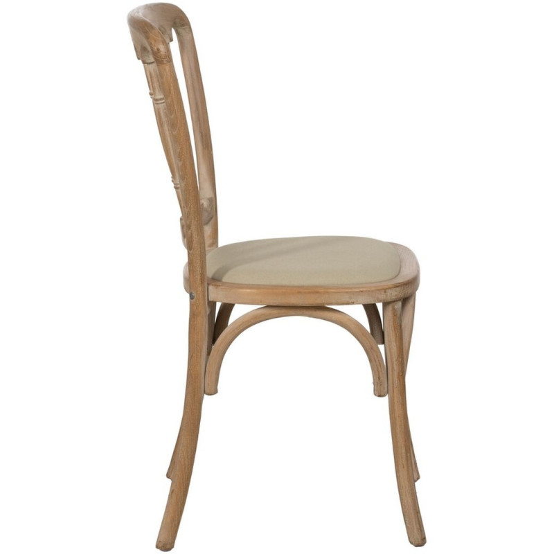 Chaise Bistrot vintage en Bois d'hévéa Naturel Tissu Beige Canar - 3