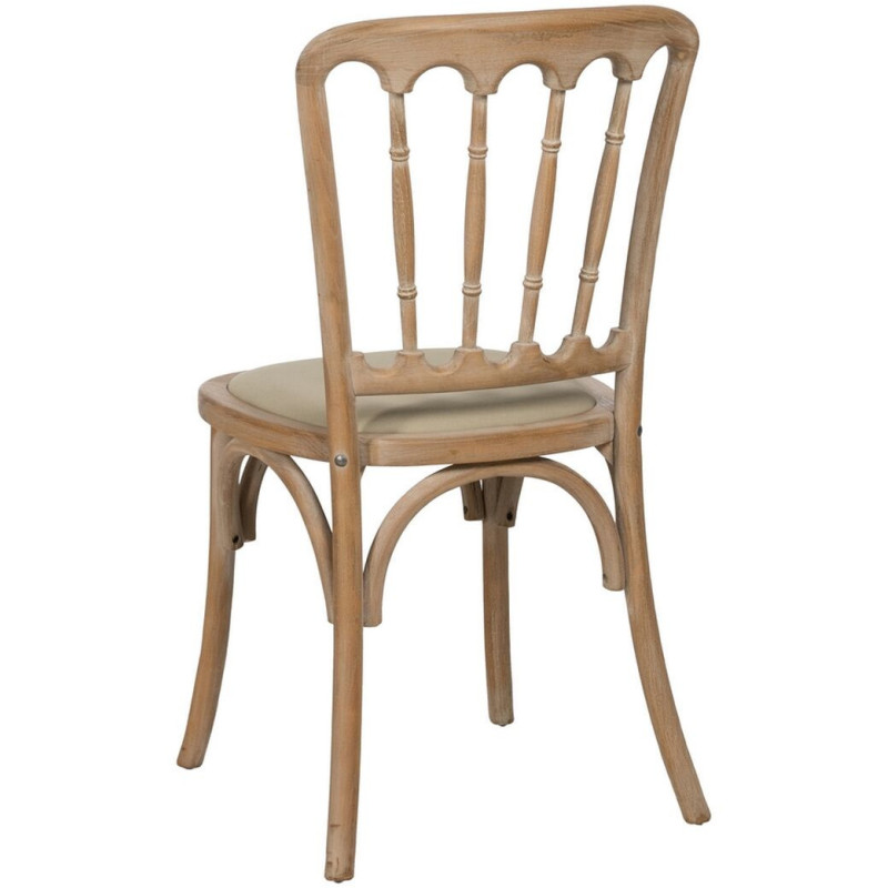 Chaise Bistrot vintage en Bois d'hévéa Naturel Tissu Beige Canar - 4