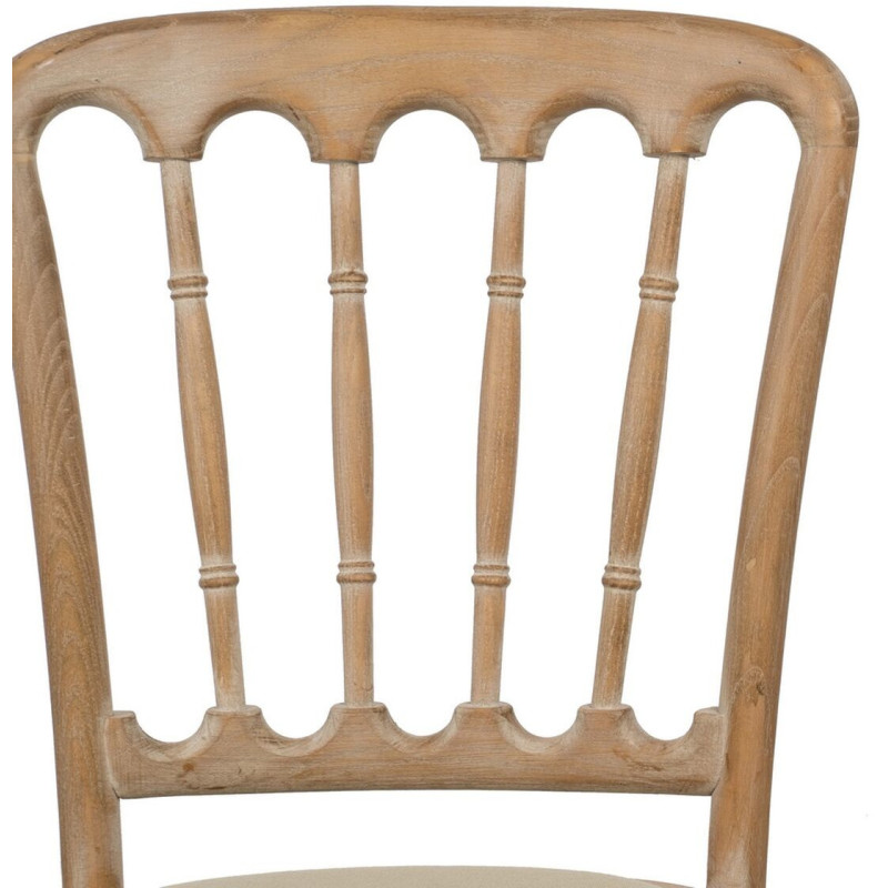 Chaise Bistrot vintage en Bois d'hévéa Naturel Tissu Beige Canar - 5