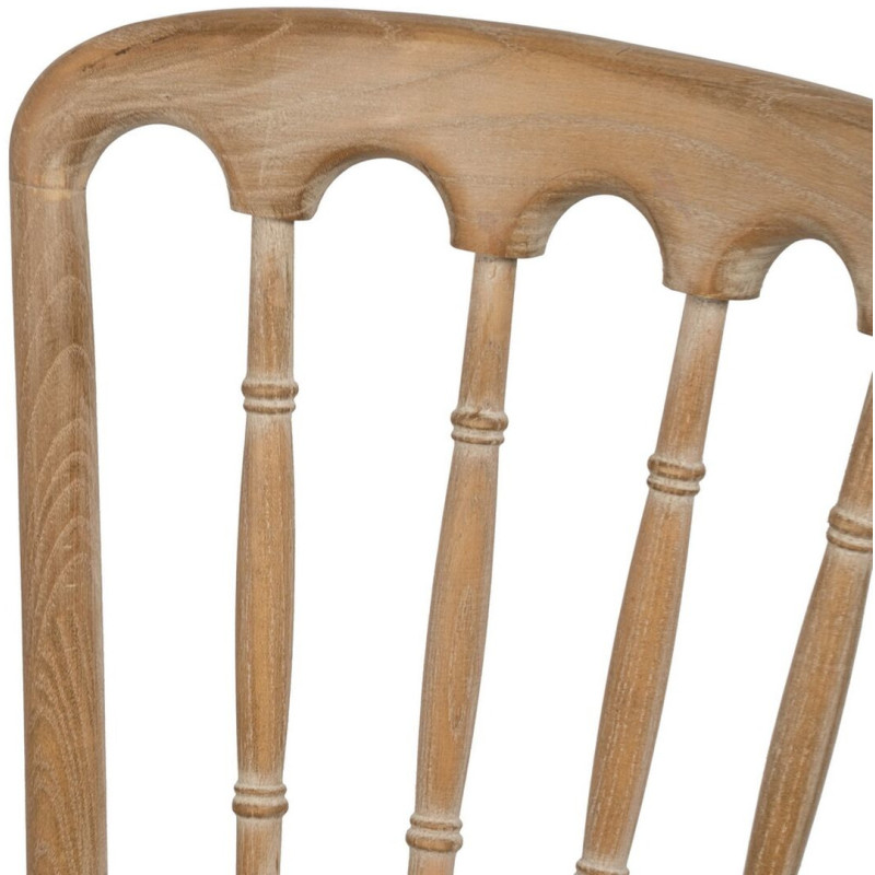 Chaise Bistrot vintage en Bois d'hévéa Naturel Tissu Beige Canar - 6