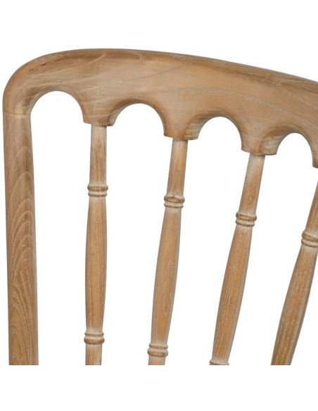 Chaise Bistrot vintage en Bois d'hévéa Naturel Tissu Beige Canar - 6