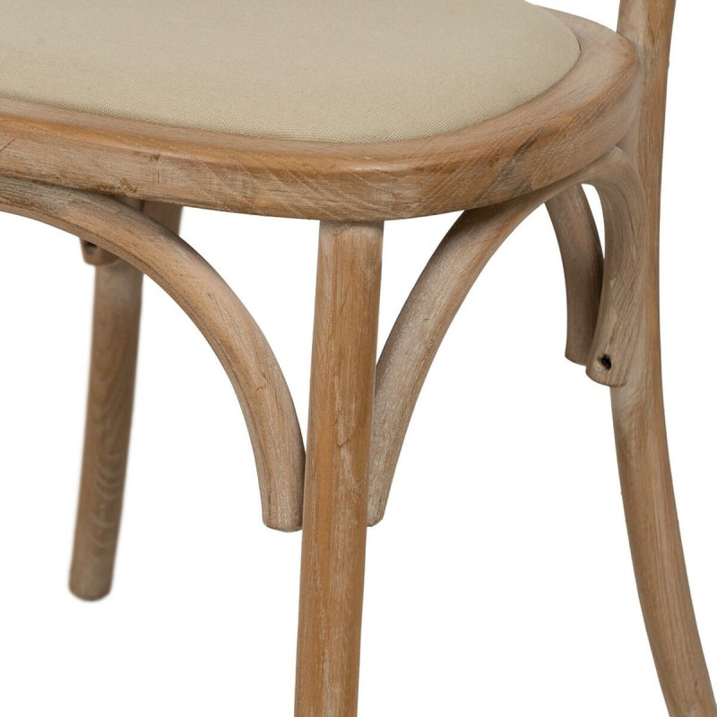 Chaise Bistrot vintage en Bois d'hévéa Naturel Tissu Beige Canar - 7