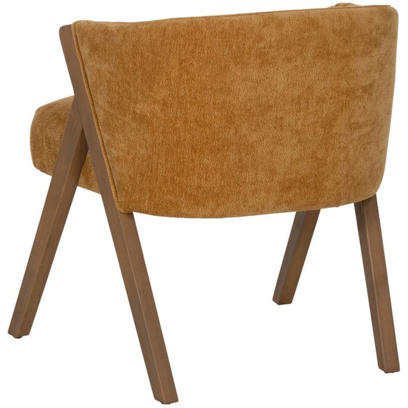 Fauteuil de table Cabriolet bouclette en Tissu Jaune ocre Bouclé Bois de bouleau Naturel Tossa - 4