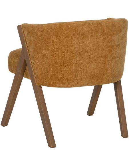 Fauteuil de table Cabriolet bouclette en Tissu Jaune ocre Bouclé Bois de bouleau Naturel Tossa - 4