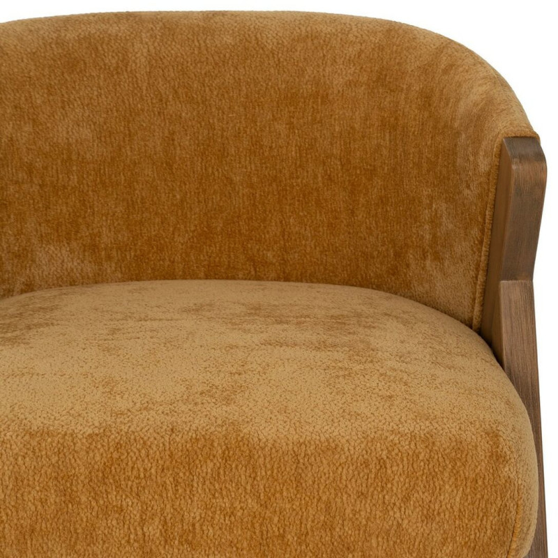 Fauteuil de table Cabriolet bouclette en Tissu Jaune ocre Bouclé Bois de bouleau Naturel Tossa - 5