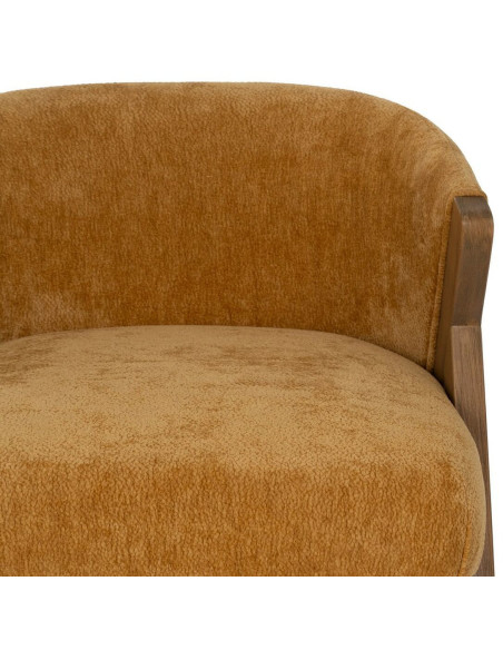 Fauteuil de table Cabriolet bouclette en Tissu Jaune ocre Bouclé Bois de bouleau Naturel Tossa - 5