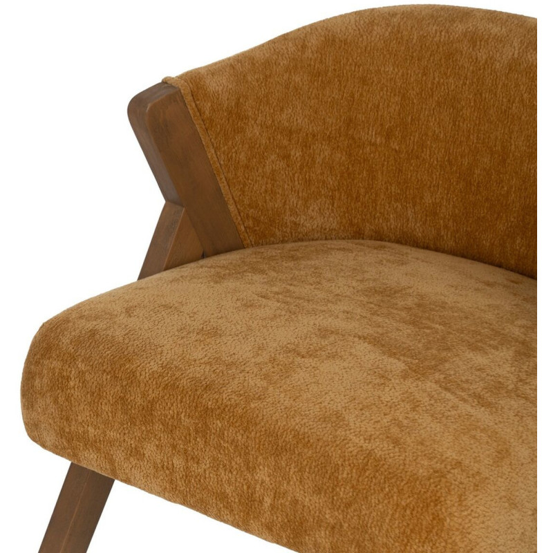 Fauteuil de table Cabriolet bouclette en Tissu Jaune ocre Bouclé Bois de bouleau Naturel Tossa - 6