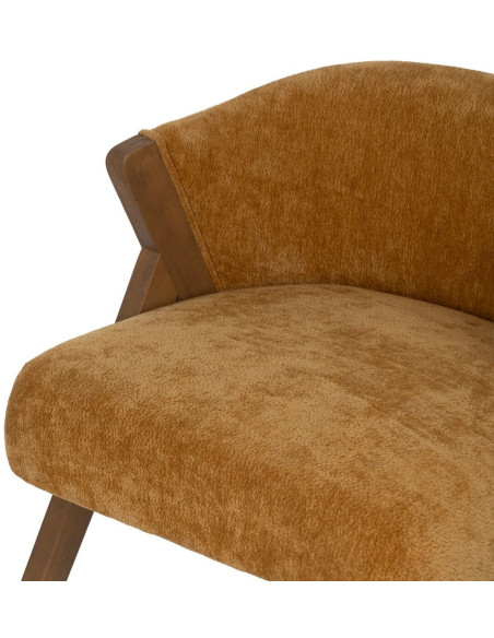 Fauteuil de table Cabriolet bouclette en Tissu Jaune ocre Bouclé Bois de bouleau Naturel Tossa - 6